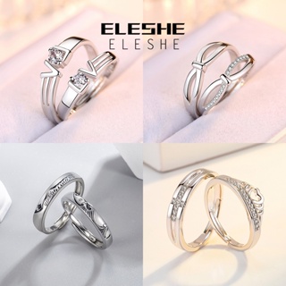 Eleshe Jewelry แหวนเงิน 925 ประดับเพชรโมอิส เรียบง่าย ของแท้ สําหรับคู่รัก M062