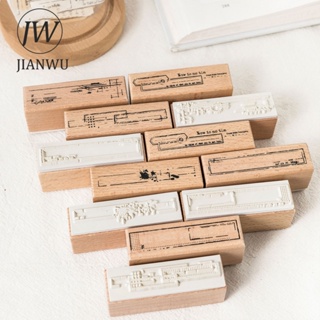 Jianwu แสตมป์ไม้ พิมพ์ลาย สไตล์วินเทจ สําหรับตกแต่งสมุดภาพ DIY