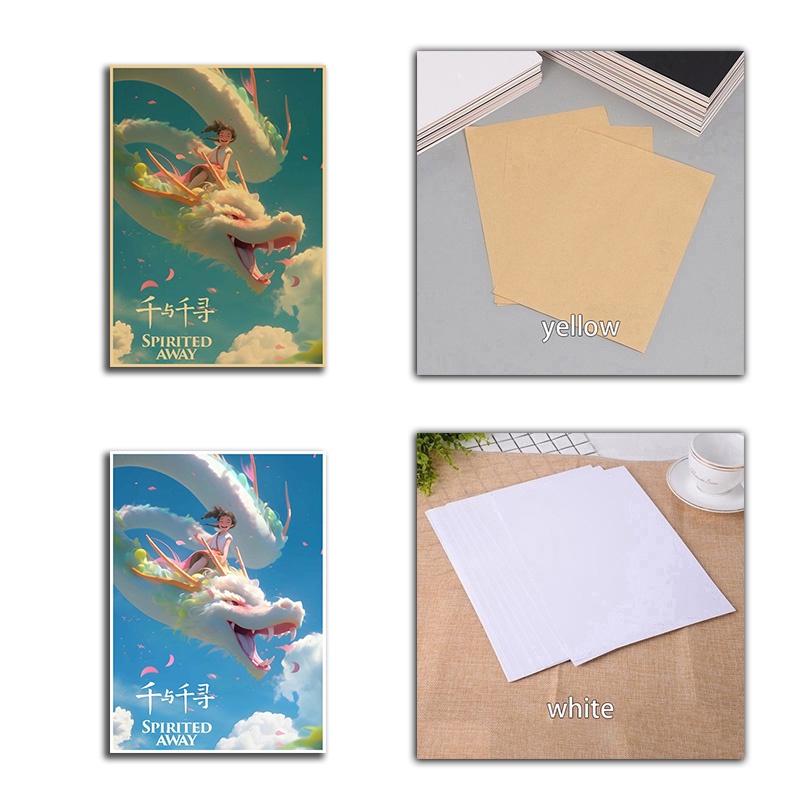โปสเตอร์กระดาษคราฟท์-ลายการ์ตูนอนิเมะ-a-voyage-of-chihiro-miyazaki-สไตล์ญี่ปุ่นคลาสสิก