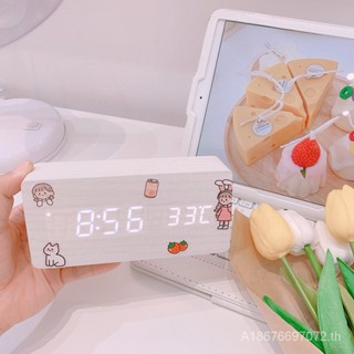 [พร้อมส่ง] นาฬิกาปลุกไม้ดิจิทัล อเนกประสงค์ ควบคุมด้วยเสียง เรียบง่าย สําหรับนักเรียน