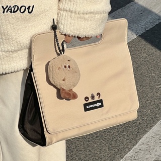 YADOU กระเป๋าเอกสารผ้าแคนวาสญี่ปุ่นแบบพกพาสำหรับเดินทางใหม่กระเป๋าสะพายไหล่ข้างเดียวสำหรับนักเรียนทุกคน
