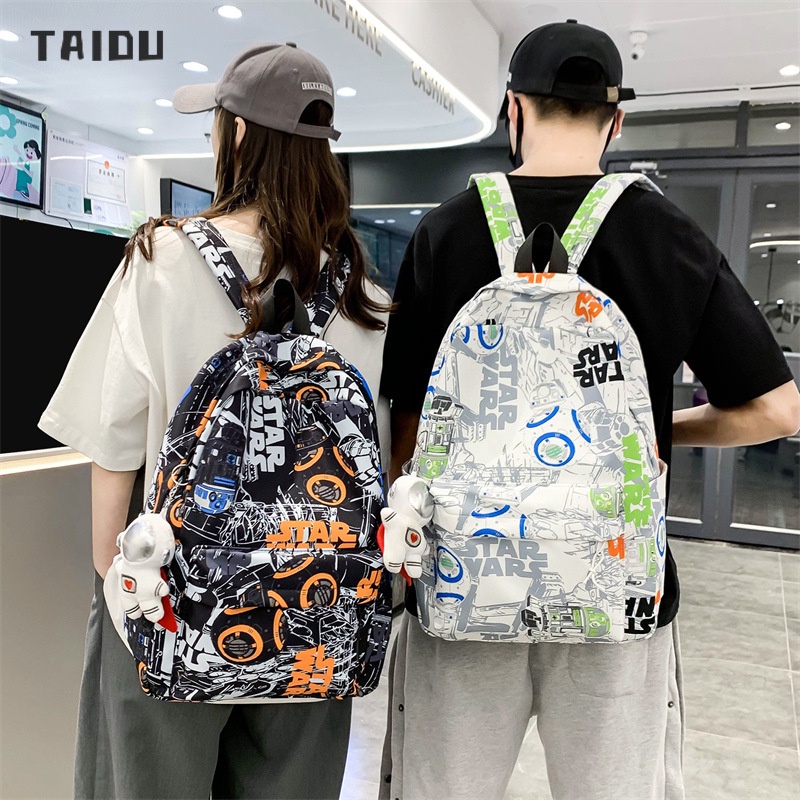 taidu-กระเป๋าเป้กราฟฟิตีเท่ๆ-อินเทรนสุดๆ-กระเป๋านักเรียนสำหรับนักเรียน-ลำลอง-เรียบง่าย-อเนกประสงค์