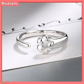 Bluelans แหวนชุบไฟฟ้า รูปอุ้งเท้าแมวน่ารัก ปรับขนาดได้ เข้ากับทุกการแต่งกาย เครื่องประดับ สําหรับผู้หญิง