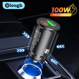  Elough อะแดปเตอร์ชาร์จโทรศัพท์มือถือ 100W Type C QC3.0 PD USB ชาร์จเร็ว สําหรับรถยนต์