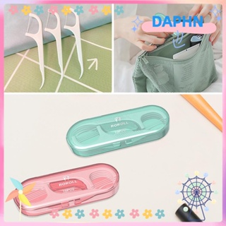 Daphs ชุดไม้จิ้มฟันพลาสติกใส สีชมพู แบบพกพา สีเขียว สําหรับทําความสะอาดฟัน 5 กล่อง