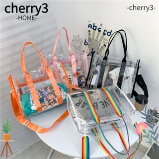 CHERRY3 กระเป๋าถือ PVC แบบใส กันน้ํา เหมาะกับวันหยุดสุดสัปดาห์ แฟชั่นสําหรับสุภาพสตรี
