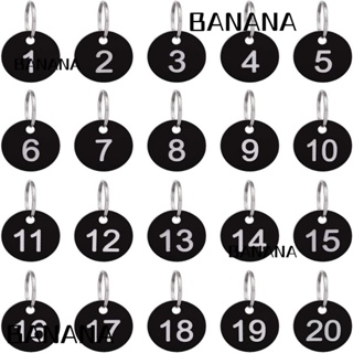 Banana1 ป้ายแท็กตัวเลข ทรงกลม 35 มม. สีดํา 1-20 คีย์ สําหรับหอพัก สํานักงาน 20 แพ็ค