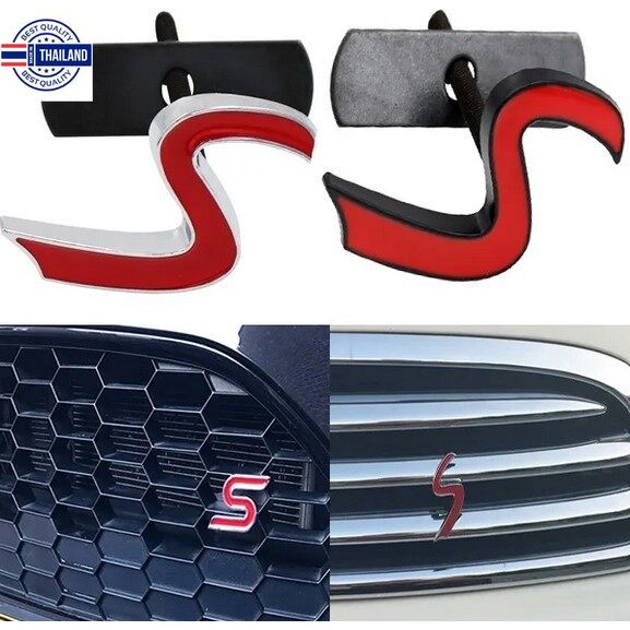 โลโก้ เอส แต่ง ติดกระจังหน้า มินิ คูเปอร์ งานโลหMini Red S Logo Car