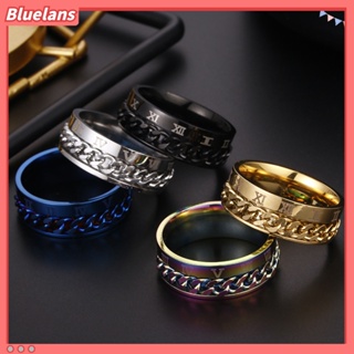 【 Bluelans 】แหวนเหล็กไทเทเนียม รูปเลขโรมัน เครื่องประดับแฟชั่น สําหรับทุกเพศ