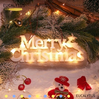 Eutus สายไฟหิ่งห้อย จี้ตัวอักษร Merry Christmas สีขาวอบอุ่น สําหรับแขวนตกแต่งต้นคริสต์มาส