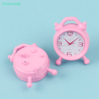 &lt;Chantsing&gt; นาฬิกาปลุกจิ๋ว สีชมพู สําหรับตกแต่งบ้านตุ๊กตา 1:12 ลดราคา