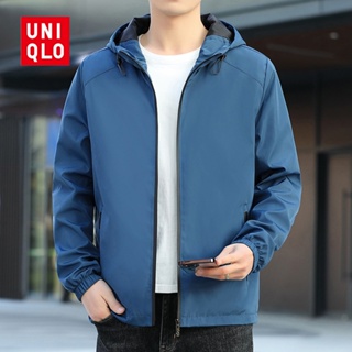 UNIQLO เสื้อแจ็กเก็ตกีฬา มีฮู้ด ระบายอากาศได้ดี ให้ความอบอุ่น แฟชั่นสําหรับผู้ชาย ไซซ์ M - 5XL