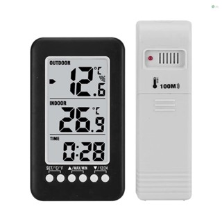 [พร้อมส่ง] หน้าจอ LCD ℃/℉ เครื่องวัดอุณหภูมินาฬิกาดิจิทัลไร้สาย ในร่ม กลางแจ้ง พร้อมเครื่องส่งสัญญาณ