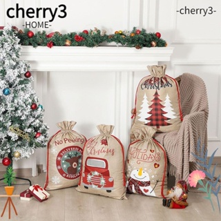 Cherry3 ถุงผ้าใบคริสต์มาส ลายสโนว์แมน กวางเรนเดียร์