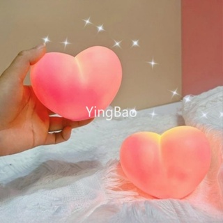 Housoutil โคมไฟกลางคืน LED รูปหัวใจ 3D น่ารัก สําหรับตกแต่งข้างเตียงนอน