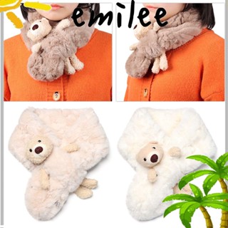 Emilee ผ้าพันคอ ผ้ากํามะหยี่ขนนิ่ม แบบหนา ให้ความอบอุ่น ลายน่ารัก