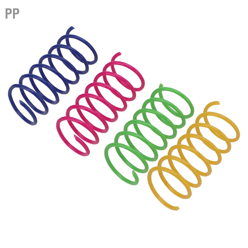 pp-40-ชิ้นแมวสปริงของเล่นต้านทานการกัดแบบโต้ตอบสปริงที่มีสีสันของเล่นแมวสำหรับสัตว์เลี้ยงแมว