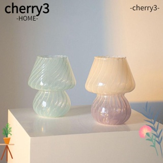 Cherry3 แจกันดอกไม้ แจกันเห็ด ขนาดเล็ก แจกันแก้วน่ารัก โคมไฟตั้งโต๊ะ แบบใส ตกแต่งบ้าน จัดดอกไม้