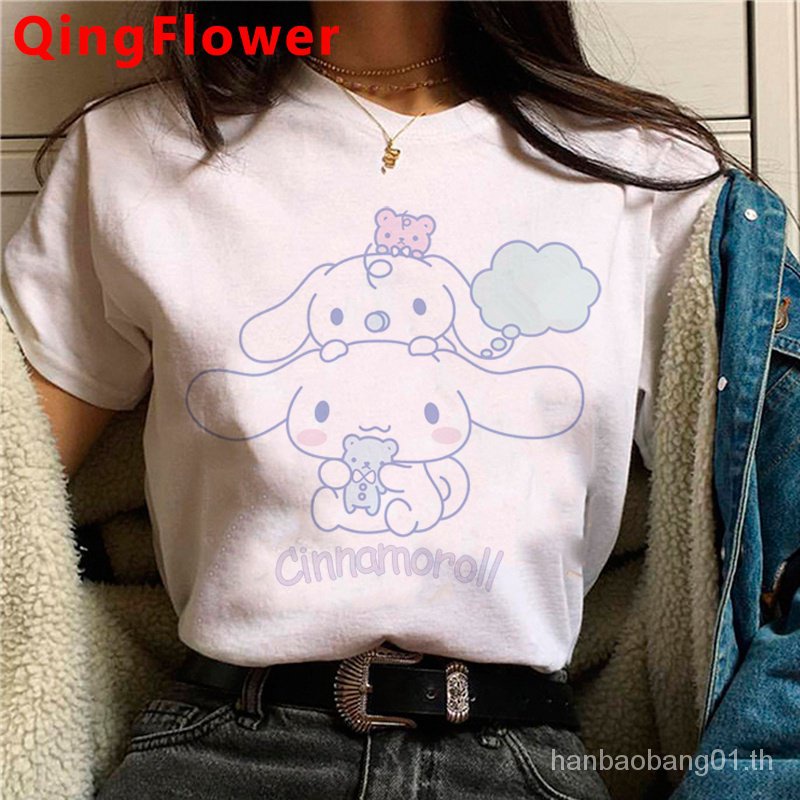 เสื้อยืด-พิมพ์ลายการ์ตูนกราฟิก-kawaii-sanrio-cinnamoroll-สไตล์ฮาราจูกุ-สตรีท-สําหรับผู้หญิง