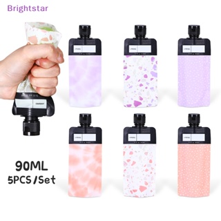 Brightstar ใหม่ ถุงพลาสติกใส่แชมพู โลชั่น เครื่องสําอาง ของเหลว ขนาด 90 มล. สําหรับเดินทาง 5 ชิ้น