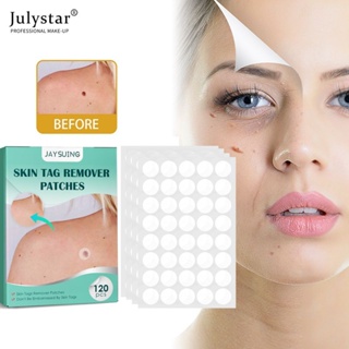 JULYSTAR Jaysuing 120 ชิ้น Mole Removal Care Patch กำจัดหูดไม่เจ็บปวด Natural Non-irritating Liquid Skin Tag Remover Patches ทำความสะอาดบริเวณแท็กผิว