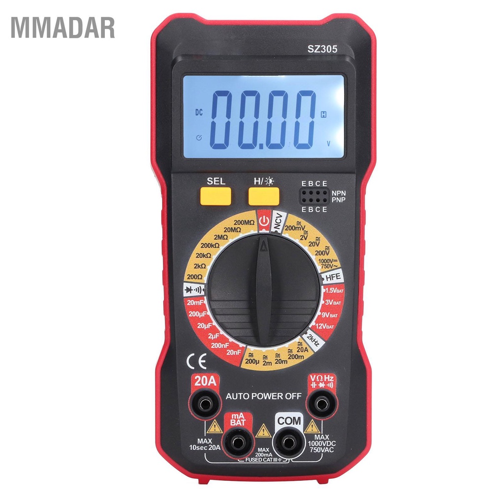 mmadar-ดิจิตอลมัลติมิเตอร์ความแม่นยำสูงเครื่องวัดแรงดันไฟฟ้ากระแสสลับ-2000-นับแอมมิเตอร์โวลต์มิเตอร์แบบไม่สัมผัส