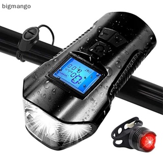 [bigmango] ไฟหน้าจักรยาน กันน้ํา ชาร์จ USB พร้อมแตรวัดความเร็ว หน้าจอ LCD