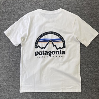 VDPatagonia เสื้อยืดแขนสั้น ผ้าฝ้าย พิมพ์ลายภูเขา และทะเล สําหรับผู้ชาย