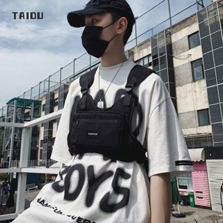 TAIDU กระเป๋าเสื้อกั๊กยุทธวิธีแบรนด์แฟชั่นสำหรับผู้ชาย เสื้อกั๊ก Workwear น้ำหนักเบา กระเป๋าคาดหน้าอกแฟชั่นสไตล์เกาหลี