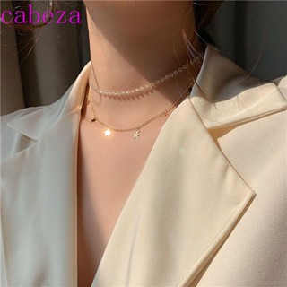 CABEZA Multi Layer Clear Beads Star Chokers Clavicle Chain Necklace