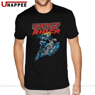 【hot sale】เสื้อยืดแขนสั้น ผ้าฝ้ายแท้ พิมพ์ลาย Ghost Rider น่ารัก คุณภาพสูง สําหรับผู้ชาย