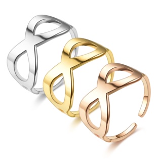 ใหม่ แหวนเหล็กไทเทเนียม สเตนเลส 8 ทรง เรียบง่าย สร้างสรรค์ สําหรับผู้หญิง