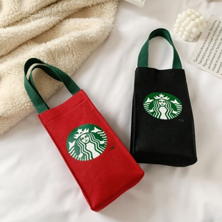 กระเป๋าถือ ผ้าแคนวาส พิมพ์ลาย Starbucks ขนาดเล็ก น้ําหนักเบา แบบทันสมัย สไตล์เกาหลี สําหรับผู้หญิง