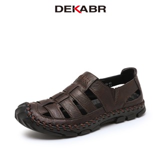 Dekabr รองเท้าแตะหนังนิ่ม ลําลอง ระบายอากาศ กันลื่น เข้ากับทุกการแต่งกาย แฟชั่นฤดูร้อน สไตล์คลาสสิก สําหรับผู้ชาย