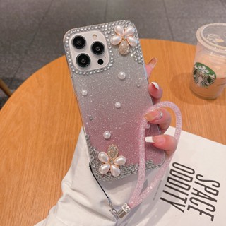 เคส case Samsung A14 5G A14 A34 A54 4G A73 5G A53 A33 A23 A52 A72 4G 5G A13โทรศัพท์มือถือ ประดับมุก พลอยเทียม กลิตเตอร์ ไล่โทนสี 3D หรูหรา สําหรับ