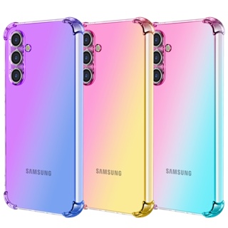 เคสโทรศัพท์มือถือแบบนิ่ม ใส ไล่โทนสีรุ้ง สําหรับ Samsung Galaxy A34 5G A24 M14 M54 A04E A54 A14 A04 4G