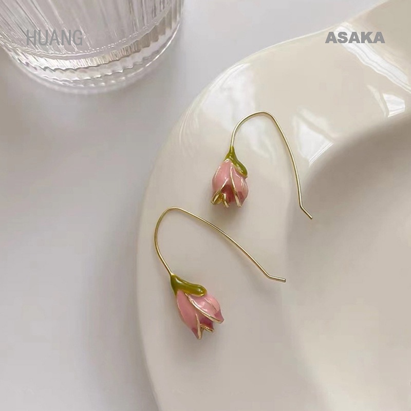 asaka-ต่างหู-รูปดอกทิวลิป-สไตล์วินเทจ-เรียบง่าย