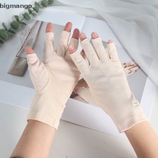 [bigmango] ถุงมือผ้าฝ้ายครึ่งนิ้ว ลูกไม้ กันลื่น กันแสง UV เหมาะกับฤดูร้อน สําหรับผู้หญิง