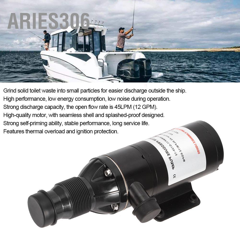 aries306-12v-45lpm-12gpm-น้ำเสีย-เครื่องสูบน้ำ-self-priming-เสียงต่ำสำหรับ-marine-เรือ-rv-toilet-การเกษตร