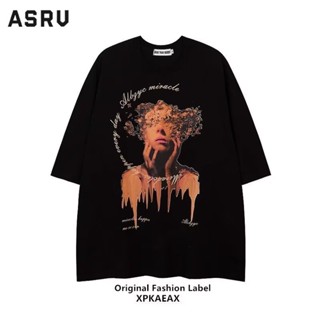 ASRV เสื้อยืด รูปแบบตัวละครคอกลมแขนสั้นผู้ชายพิมพ์แฟชั่นกระแสน้ำแบรนด์วัยรุ่นยอดนิยมสไตล์เมืองมาตรฐานเสื้อยืด