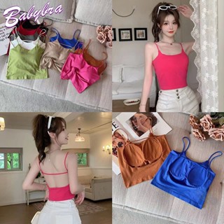 Babybra_Shop บราสายเดี่ยว เสื้อครอปสายเดี่ยว บราไร้ขอบ เสื้อชั้นใน เว้าหลัง มีฟองน้ำในตัว แบบครึ่งตัว CBB07