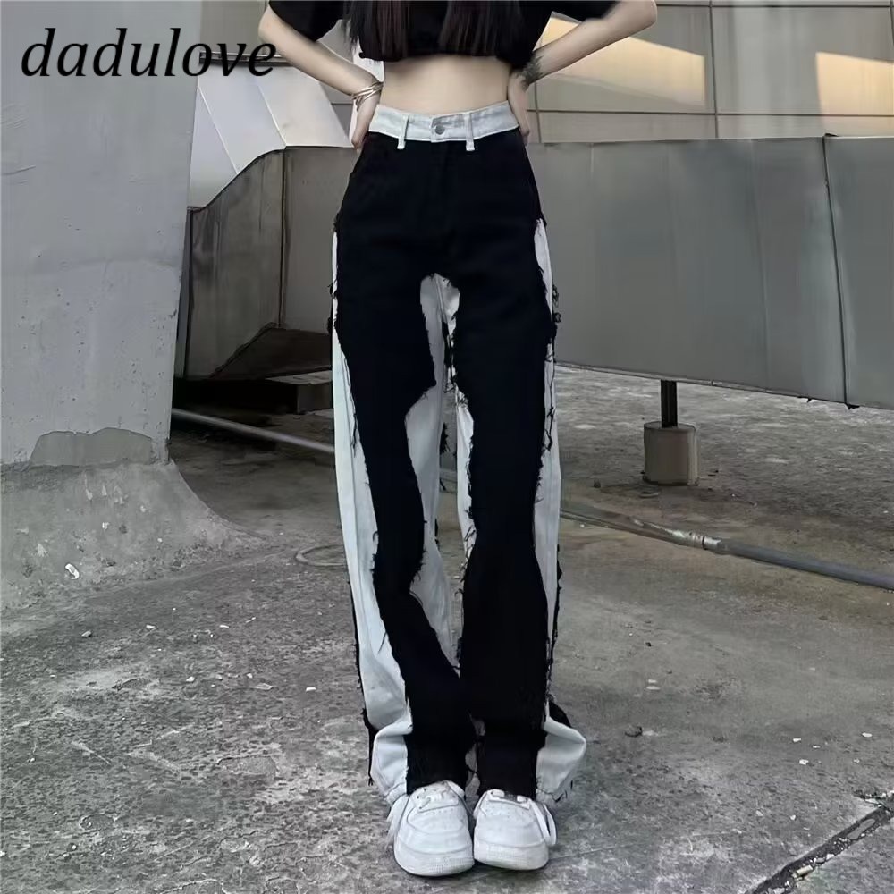 dadulove-new-american-ins-retro-stitching-jeans-niche-high-waist-loose-wide-leg-pants-large-size-trousers