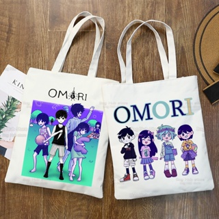 Omori Game กระเป๋าถือ กระเป๋าช้อปปิ้ง ผ้าแคนวาส พิมพ์ลายอนิเมะ ใช้ซ้ําได้ 1LGQ สําหรับทุกเพศ