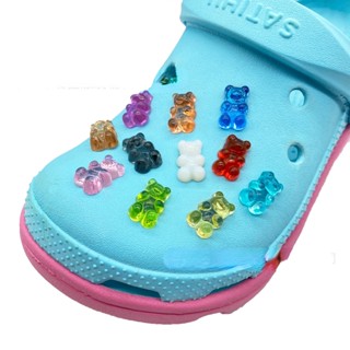 จี้รูปหมีน่ารัก สีมาการอง สําหรับตกแต่งรองเท้า Crocs