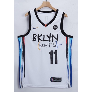 เสื้อกีฬาแขนสั้น ลายทีม NBA jersey Brooklyn Nets No. 2021 เสื้อกีฬาบาสเก็ตบอล 11 IRVING City Edition สีขาว 619014