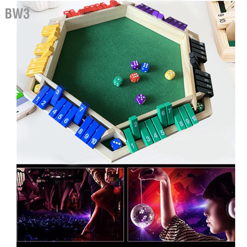bw3-shut-the-box-dice-game-ผู้เล่น-6-คน-โต๊ะไม้ด้านสี-with-12