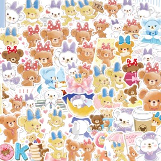 สติกเกอร์พีวีซี ลายการ์ตูนหมีน่ารัก กันน้ํา 50 ชิ้น