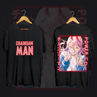 ราคาถูก เสื้อยืดเสื้อผ้า Chainsaw Man Pow wow Anime แฟชั่นสไตล์อนิเมะทันสมัย เสื้อคู่