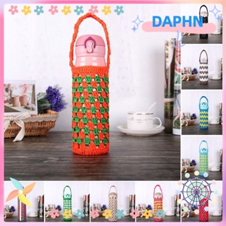 Daphs กระเป๋าใส่ขวดน้ํา แบบถัก ใช้ซ้ําได้ อุปกรณ์เสริม สําหรับตั้งแคมป์