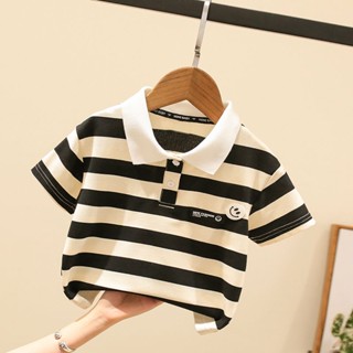 (พร้อมส่ง) เสื้อยืดโปโล ผ้าฝ้ายแท้ ทรงหลวม เข้ากับทุกการแต่งกาย สําหรับเด็กผู้ชาย